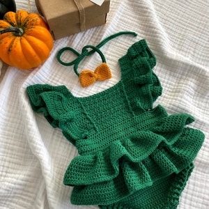 Baby Girl Romper,Baby Girl Romper, Baby Girl Halloween Outfit, Baby Girl Ruffled Romper, Newborn Baby Gift, Halloween Outfit image 4