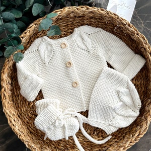 Newborn Baby Knitted Outfit, Baby Coming Home Outfit, Unisex Baby Clothes, Organic Baby Clothes, New Baby Gift, Knitted Baby Clothes
