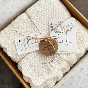 Knitted Baby Blanket: Organic Cotton Christening Blanket (90x90 cm)