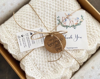 Knitted Baby Blanket: Organic Cotton Christening Blanket (90x90 cm)