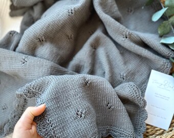 Knit Pointelle Baby Blanket: Soft Organic Cotton Christening Gift