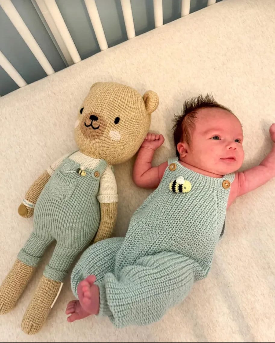 Baby Boy/Girl Brown Cable Knit Long-sleeve Jumpsuit