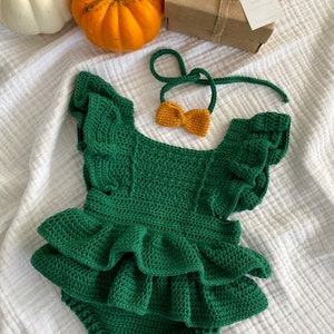 Baby Girl Romper,Baby Girl Romper, Baby Girl Halloween Outfit, Baby Girl Ruffled Romper, Newborn Baby Gift, Halloween Outfit image 5