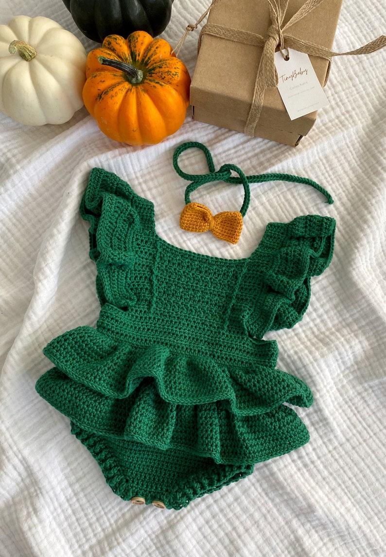 Baby Girl Romper,Baby Girl Romper, Baby Girl Halloween Outfit, Baby Girl Ruffled Romper, Newborn Baby Gift, Halloween Outfit image 5