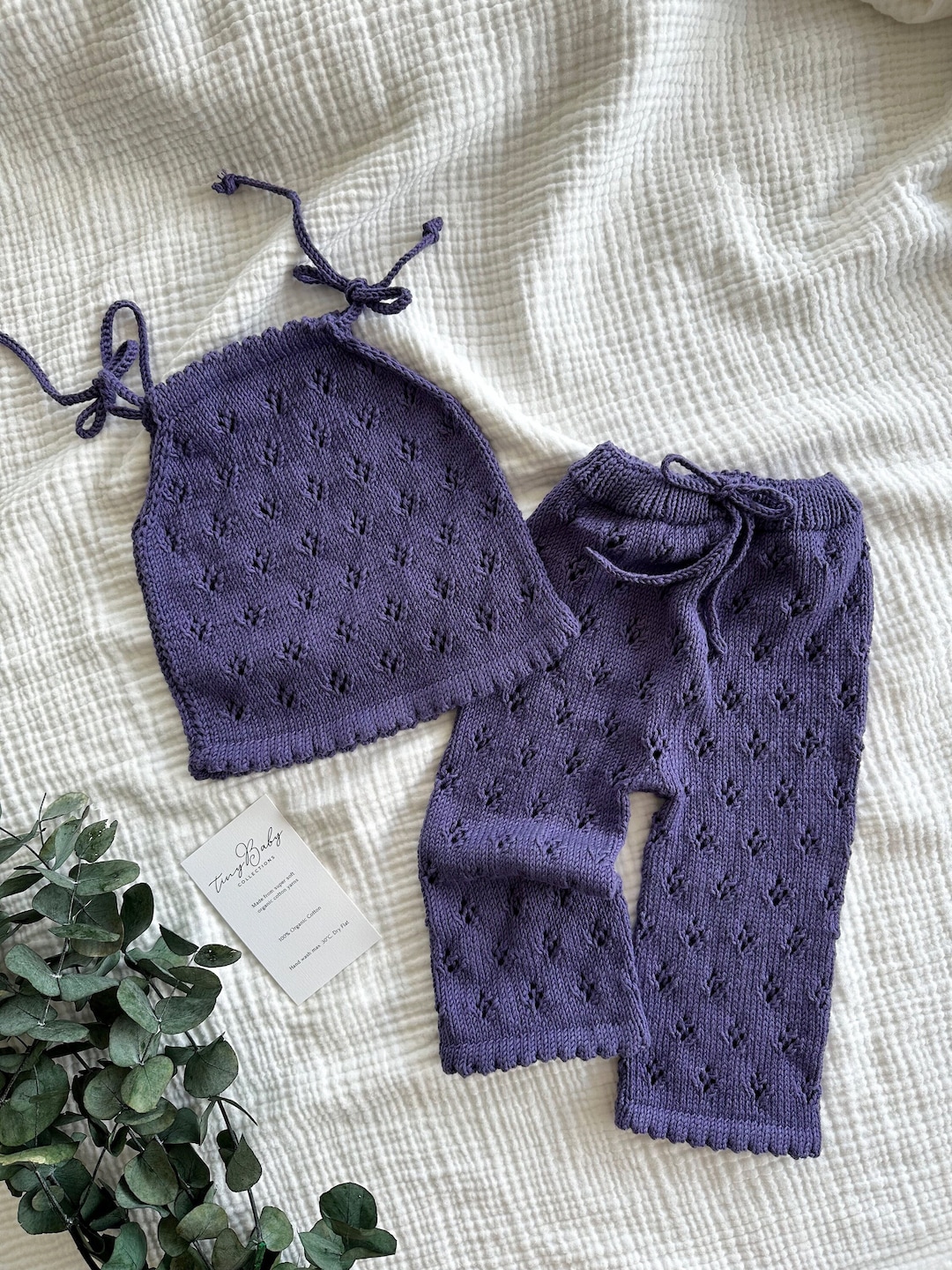 Knit Baby Girl Outfit Purple Baby Girl Knitwear Baby Girl Etsy