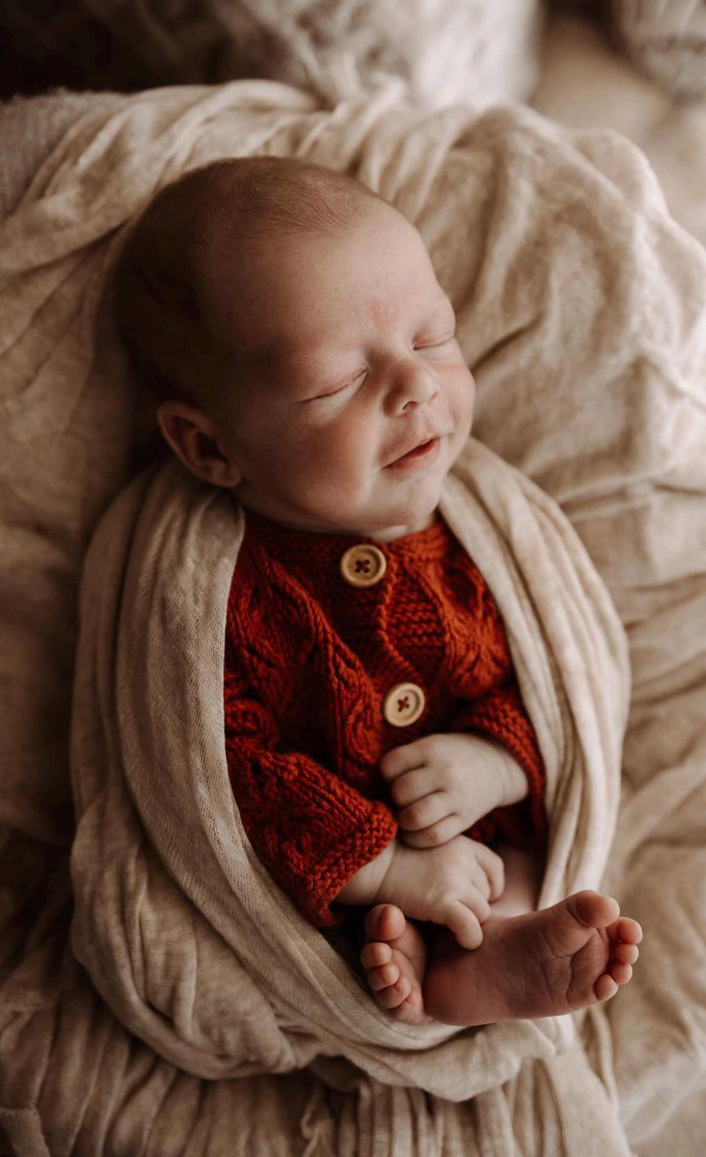 Knit Newborn Outfit: Hand Knitted Organic Cotton Baby Coming Home Set