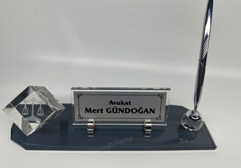 Personalized Glass Desktop Name Plate Engraved Desk Sign for Etsy