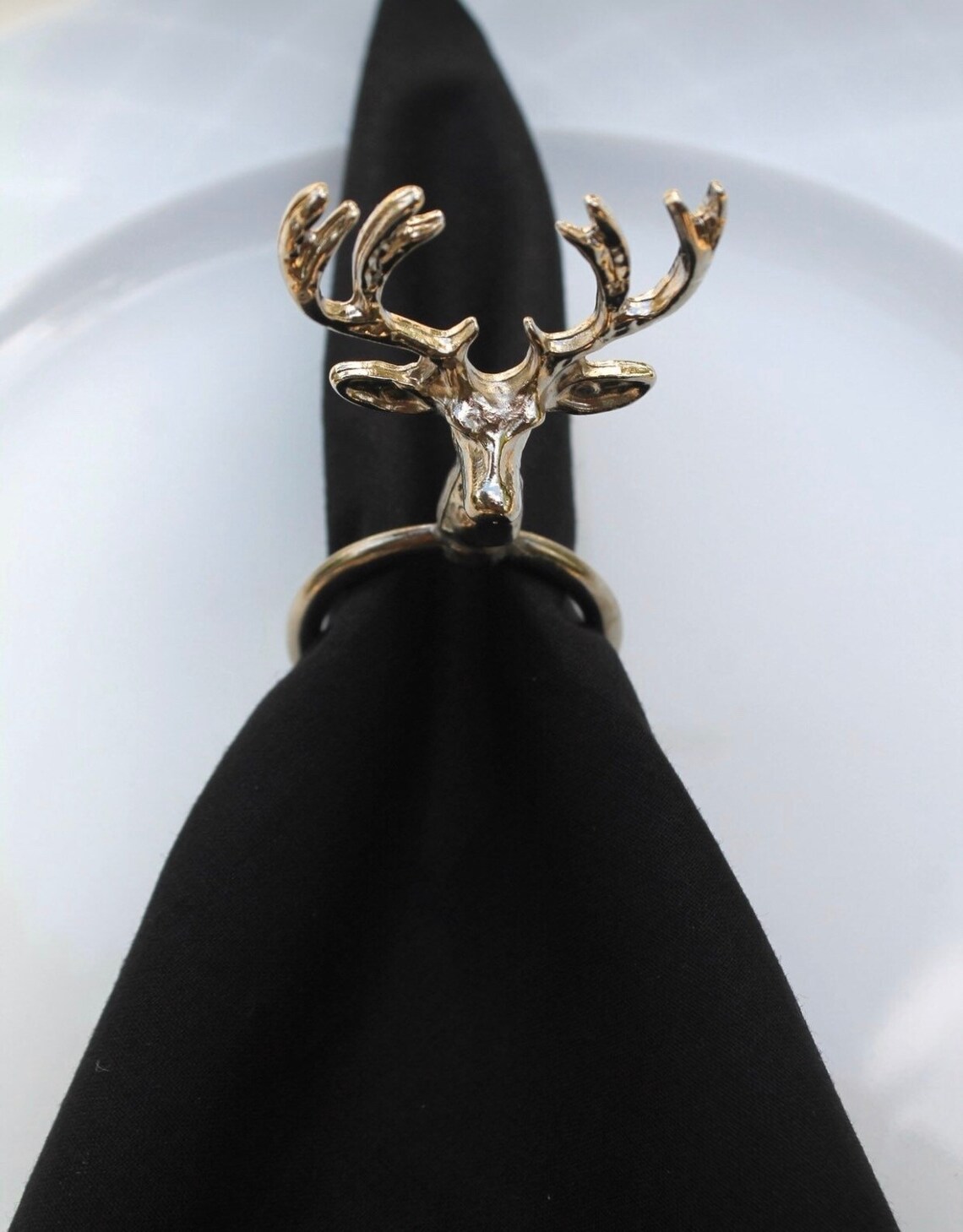 Luxury Christmas Napkin Rings Gold Reindeer Napkin Rings Etsy