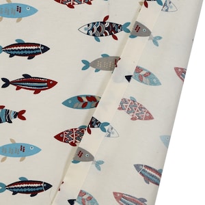 Fish Print Cotton Curtain Panels, 2 Panels, 52x84 inch