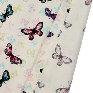 Butterfly Print Cotton Curtain Panels, 2 Panels, 52x84 inch