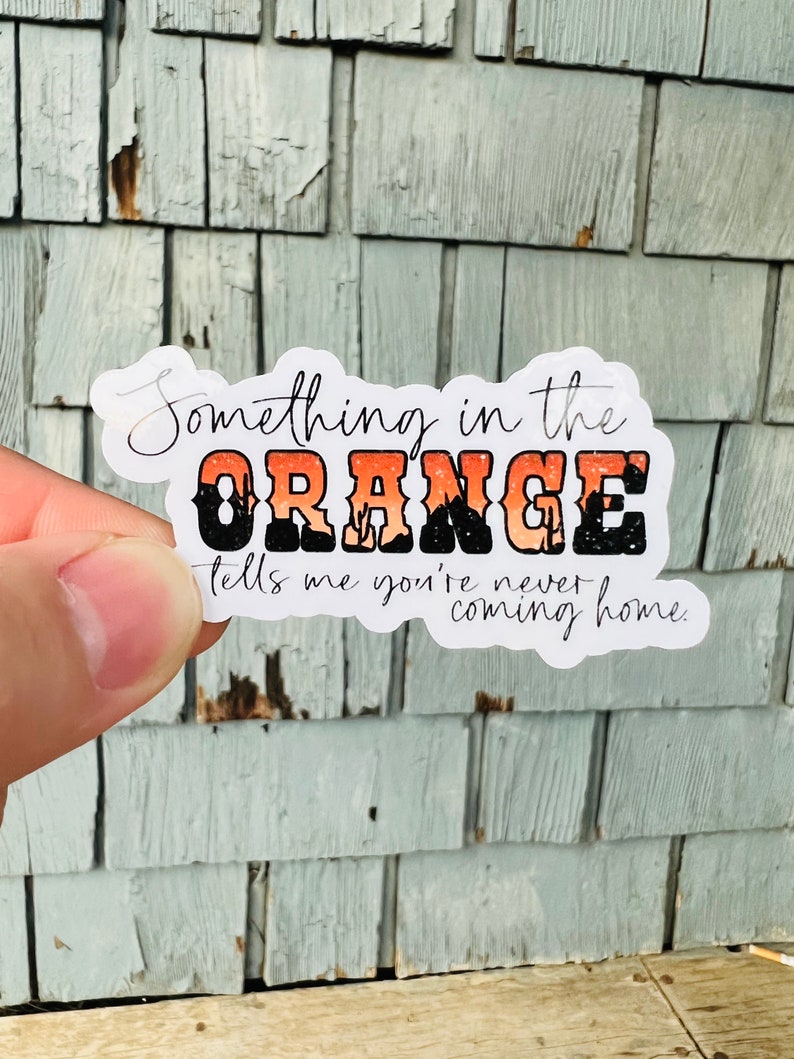 Something in the orange sticker, country song sticker, lyric sticker, zach bryan sticker, western sticker, alternative country music sticker 