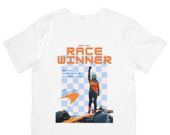 Lando Norris WIN, McLaren 4 T-shirt Merch, F1, Motorsport, Volwassene, F1 Fan Gift, Racing, Miami Papaya, Formule 1, Handgemaakt in het Verenigd Koninkrijk