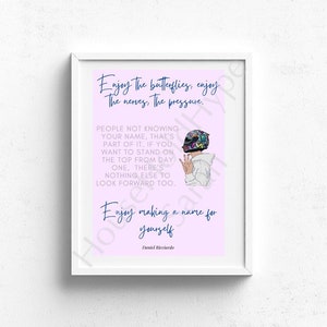 Formula 1 Inspired Wall Art, Daniel Ricciardo Quote Wall Decor, Inspirational Motivational Print, Motorsport, Race Driver Postcard, UK 3