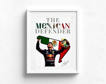 Sergio Perez Wall Decor, Formula 1 Inspired Wall Art , The Mexican Defender Print, Mexico Grand Prix Handmade Art Decor, Red Bull Driver 11