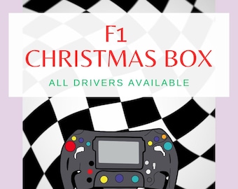 Formula One CHRISTMAS BOX, Print Pack, F1 Inspired Gift, Motorsport Mug, F1 Lover Gift, Sticker Set | Bookmark | Racing Driver Keychain Xmas
