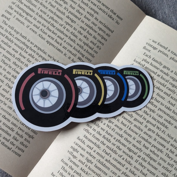 Pirelli Tyres Bookmark, Formula One Themed Accessory, Handmade in UK, F1 Car Book Mark, Racing wheels