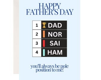 Father’s Day Pole Position Formula One Greeting Card A5, Grand Prix, Fathering Sunday, Funny F1 Card, Racing Motorsport Card, Made In UK