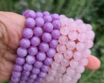 Rose quartz bracelet / Lepidolite bracelet 8 mm.