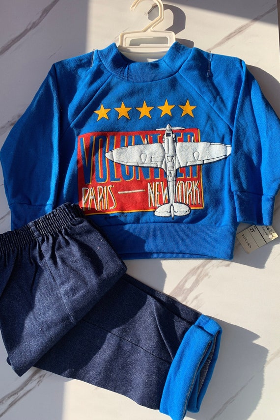 Vintage kids set, airplane, Kids set, Paris, New Y