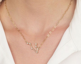 Zircon Constellation Necklace, Celestial Necklace, Zodiac Layering Necklace, Personalized Star Sign Necklace, Dainty Astrology Necklace Gift