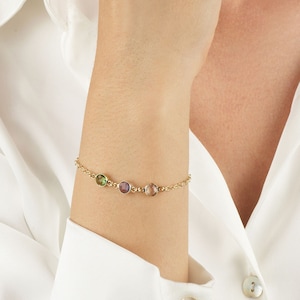 Pulsera de piedra natal para mamá, pulsera de piedra natal espaciada, pulsera de piedra natal personalizada, pulsera de piedra natal familiar, regalo del día de la madre