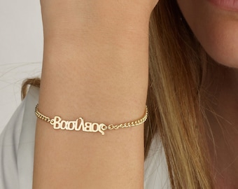 Grekiskt namnarmband, grekiska namnsmycken, grekiskt armband för kvinnor, personlig grekisk present, grekisk namnskylt, namn på grekiska, mytologipresent
