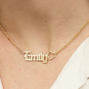 Name Necklace With Open Heart, Heart Name Necklace, Open Heart Necklace Personalized, Dainty Name Necklace, Name Necklace Heart,Gift For Her