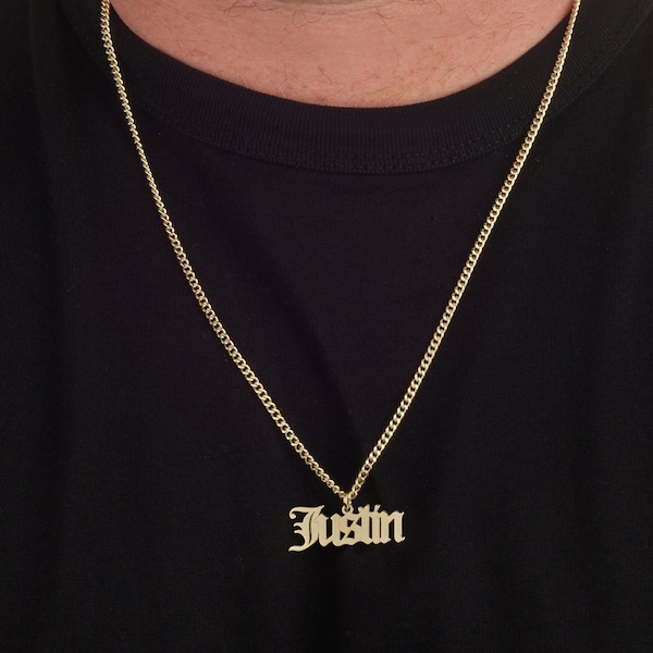 Gepersonaliseerde herenketting, naamketting voor mannen, mannennaamplaatketting, aangepaste ketting voor mannen, ketting met naam voor mannen, herencadeau