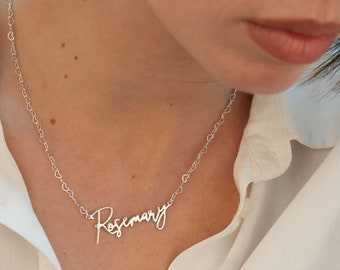 Personalized Cursive Name Necklace, Dainty Gold Plated Nameplate Pendant