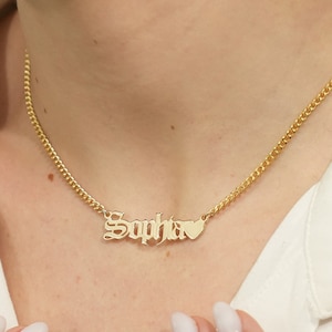 Name Necklace With Heart, Custom Heart Name Necklace, Name With Heart Necklace, Name Necklace For Girls, Personalized Gifts, Name Jewelry