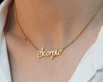 Personalisierte Sternzeichen Halskette, zierliche Astrologie Schmuck, Horoskop Anhänger