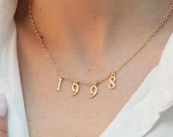 Number Charm Necklace, Birth Year Necklace, Year Necklace Personalized, Custom Number Necklace, Year Necklace, Lucky Number Necklace Gift
