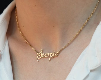 Personalized Scorpio Zodiac Necklace, Silver Plated Pendant, 18k Gold Plated Jewelry