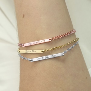 Bar Bracelet, Slim Bar Bracelet Personalized, Engraved Bar Bracelet, Skinny Bar Bracelet, Dainty Bar Bracelet,Custom Bar Bracelet Adjustable
