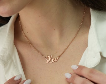 Gepersonaliseerde Leo Zodiac-ketting, verzilverde hanger, gouden roossieraden