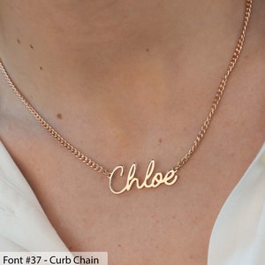 Name Necklace Cursive, Script Name Necklace, Handwriting Name Necklace, Name Jewelry, Name Necklace Gold, Personalized Nameplate Necklace