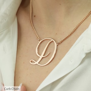 Collar colgante de letras, collar inicial, collar de letras grandes, collar colgante inicial grande, collar de declaración, collar de joyería de letras