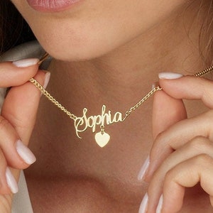 Collar con nombre y dije colgante, collar con nombre personalizado, collar con nombre, collar personalizado con nombre, collar delicado con nombre, regalos con nombre