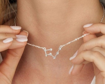 Dainty Zodiac Constellation Necklace, Celestial Silver Plated Jewelry