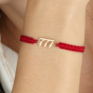 Pulsera de macramé con número de ángel personalizada, pulsera de amistad con número de ángel personalizada, pulsera de hilo con año de nacimiento, pulsera con cordón ajustable