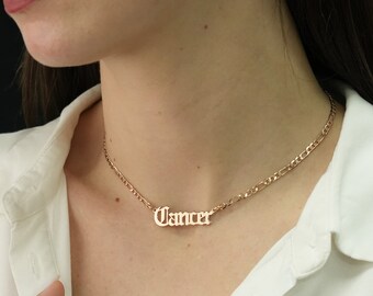 Alte englische Sternzeichen Halskette, personalisierter Astrologie Schmuck, Horoskop Anhänger