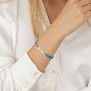 Personalisiertes Makramee-Namensarmband, benutzerdefiniertes Freundschaftsarmband gewebt, Schnur-Namensarmband, verstellbares Kordelarmband, Sommer-Namensarmband
