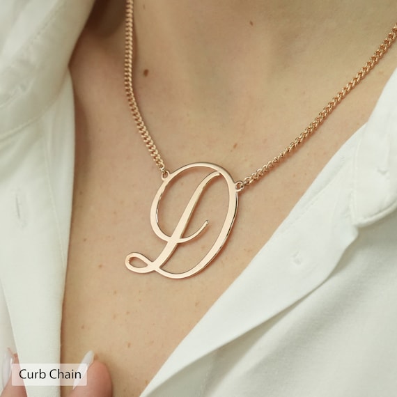 Sideways Alphabet Initial Large Letter Rose Gold Stainless Steel Penda –  ZIVOM