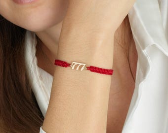Personligt makramé-ängelnummerarmband, anpassat vänskapsängelnummerarmband, trådarmband med födelseår, justerbart snörearmband
