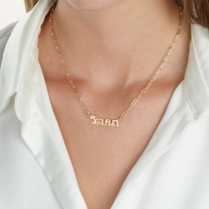 Paperclip Thai Name Necklace, Paper Clip Thai Name Pendant, Link Chain Thai Nameplate Necklace, Lao Name Necklace, Name Necklace in Thai