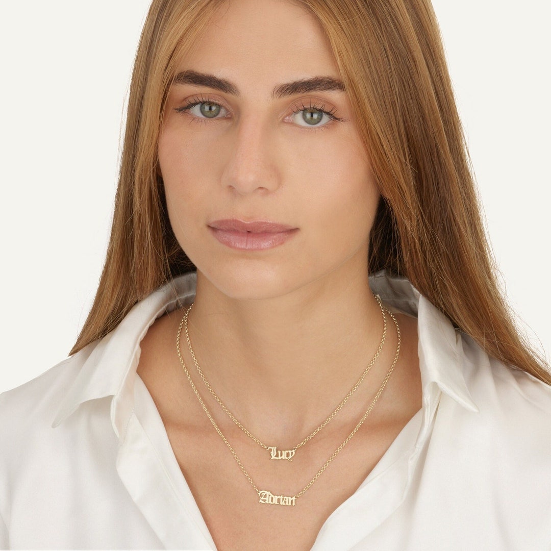 Custom Layered Name Necklace, Double Name Necklace, Two Name Necklace, Name Necklace With Two
