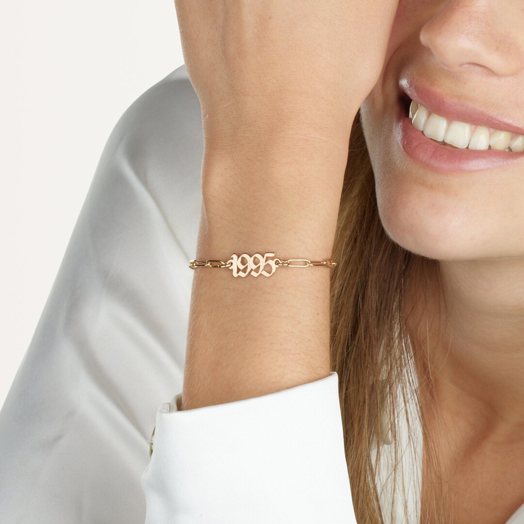 Personalized Paperclip Year Bracelet Paper Clip Date Etsy