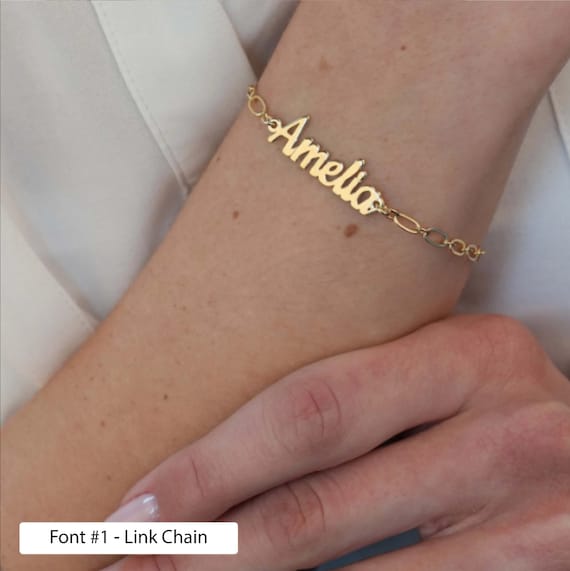 14K Gold Curb Chain Custom Nameplate Bracelet - Gold – 18K Gold Plated  Sterling Silver – BaubleBar