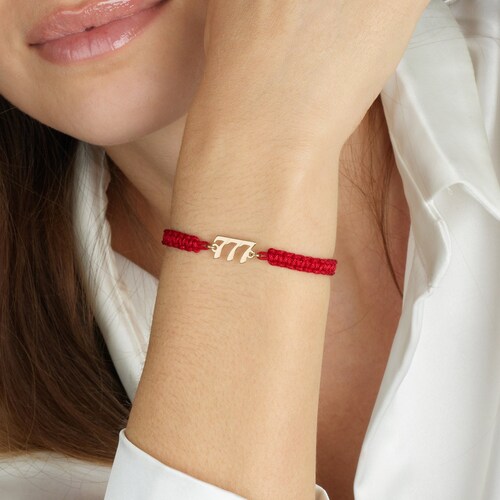 Personalized Macrame Angel Number Bracelet, Custom Friendship Angel Number Bracelet, Thread Birth Year Bracelet, Adjustable Cord Bracelet