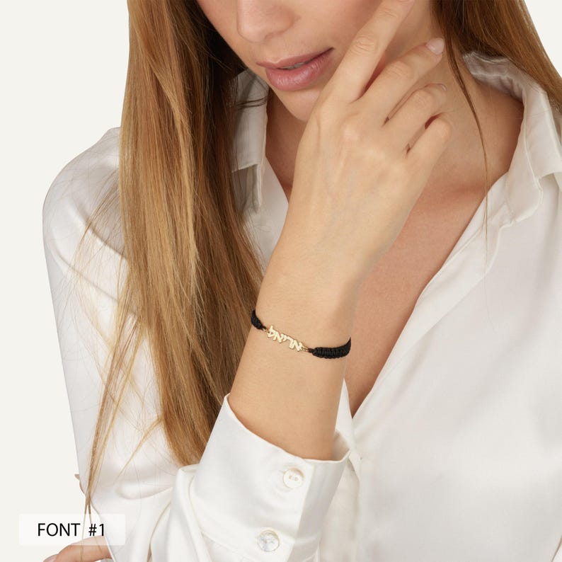 Personligt makraméarmband med hebreiskt namnskylt, armband med hebreiskt bokstavsskylt, bat mitzvah-present till flickor, judiskt namn bild 3